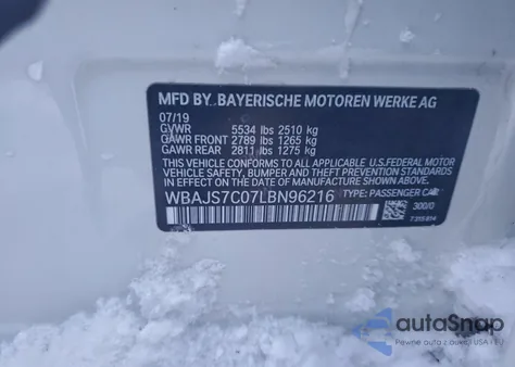 2020 BMW M550Xi from USA, damaged, VIN WBAJS7C07LBN96216